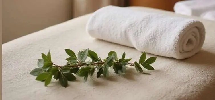 Serviette et brin de verdure